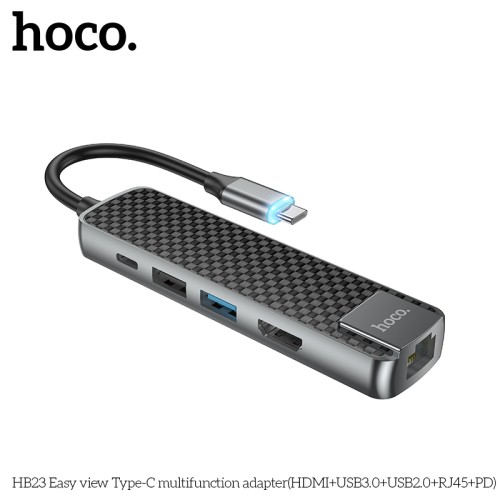 Hoco HB23 (Type-C To HDMI, USB3.0, USB2.0, RJ45, PD) Adapter